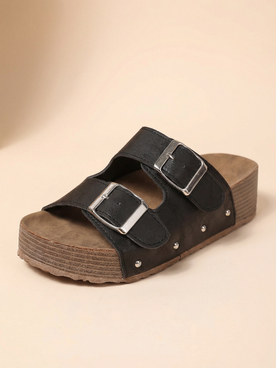 Double Strap Sandal - Black
