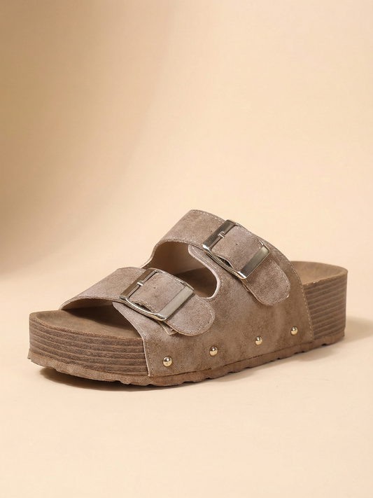 Double Strap Sandal - Greige