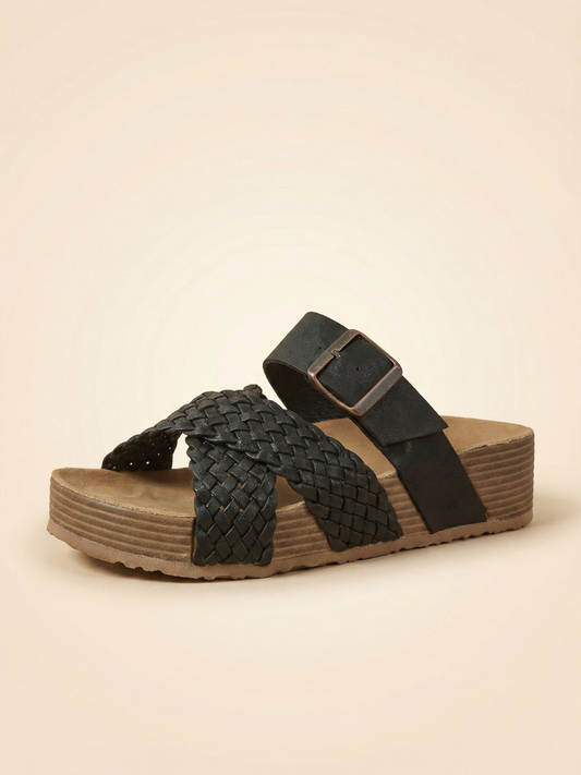 Buckled Signature Sandal - Black