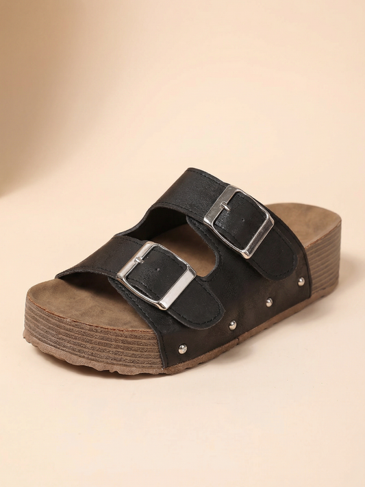 Double Strap Sandal - Black