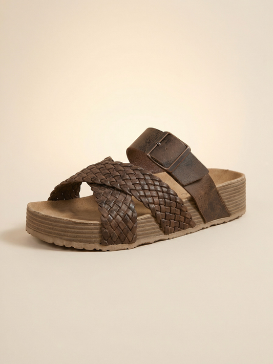 Buckled Signature Sandal - Brown