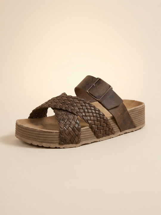 Buckled Signature Sandal - Brown