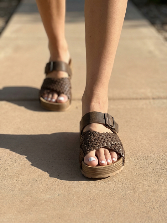 Buckled Signature Sandal - Brown