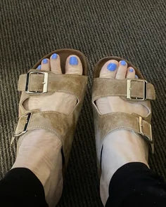 Customer photo from Sharon D.: Double Strap Greige sandals